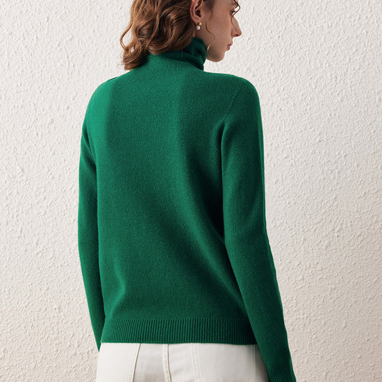 COMOBOCA 100% Wool Women's Ribbed Turtleneck Sweater