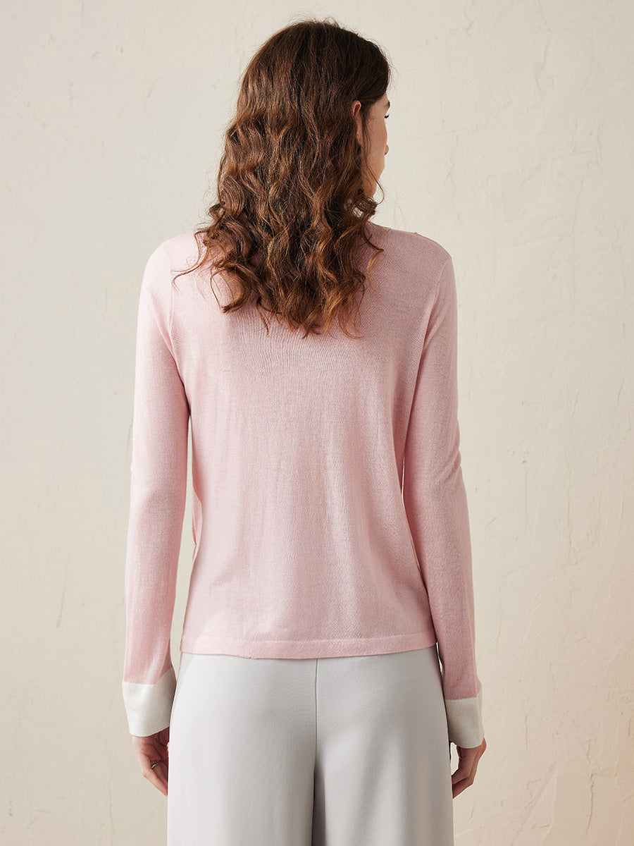 COMOBOCA Women's Essential Color-Blocked Knit Sweater