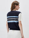 COMOBOCA Women's Striped Layered Knit T-Shirt
