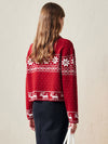 COMOBOCA 100% Wool Women's Winter Wonderland Knit Cardigan