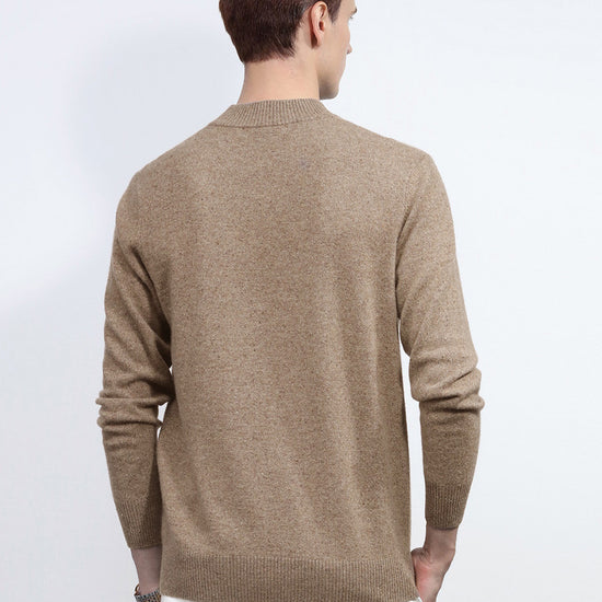 COMOBOCA 100% Cashmere Men's Mock Neck Knit Sweater