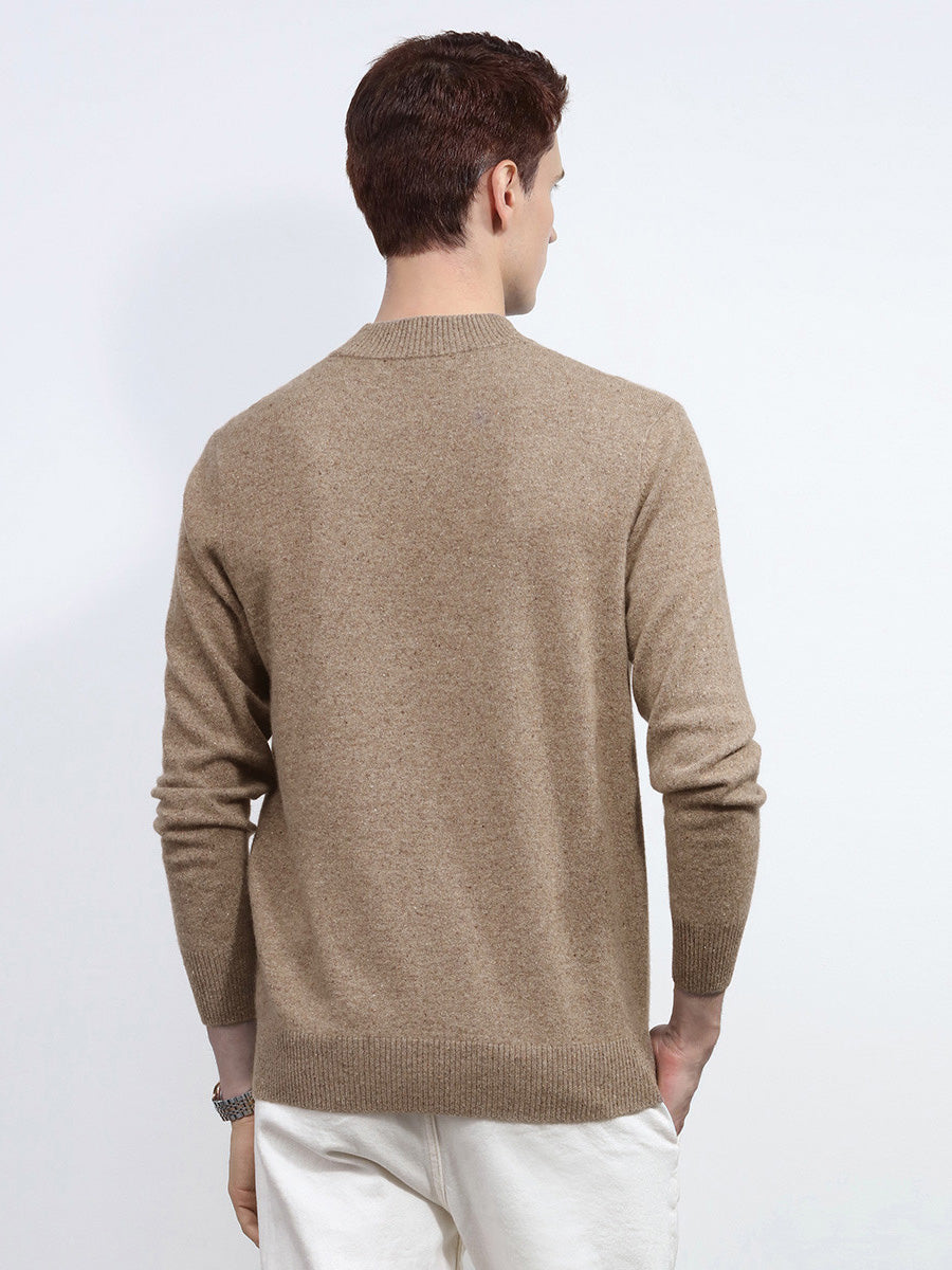 COMOBOCA 100% Cashmere Men's Mock Neck Knit Sweater