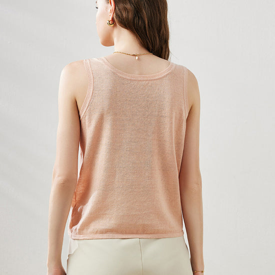 COMOBOCA Women's Linen Versatile Basic Tank Top