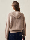 COMOBOCA 100% Wool Women's Cardigan Cable Knit Hoodie