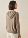COMOBOCA 100% Cashmere Luxurious Cable Knit Hooded Cardigan