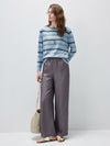 COMOBOCA Women's Striped Back Tie Knit Sweater