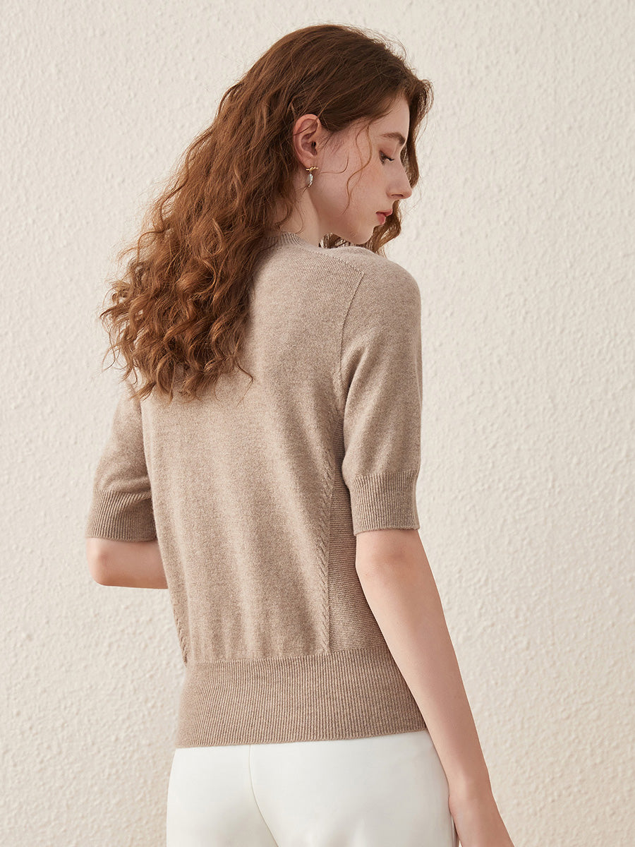 COMOBOCA 100% Wool Women's Seamless Round Neck Knit Sweater