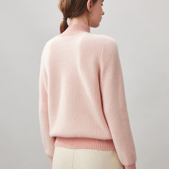 COMOBOCA 100% Cashmere Women's Mock Neck Knit Sweater