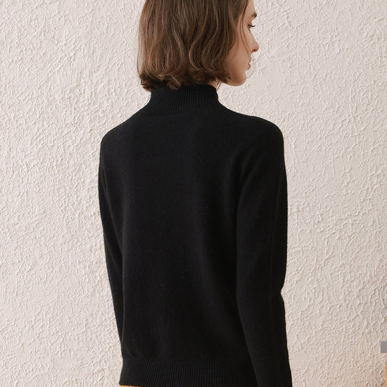 COMOBOCA 100% Wool Women's All-Match Mock Neck Sweater