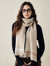 COMOBOCA khaki 100% Cashmere Houndstooth Patterned Scarf