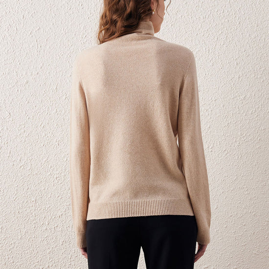 COMOBOCA 100% Wool Women's Ribbed Turtleneck Sweater