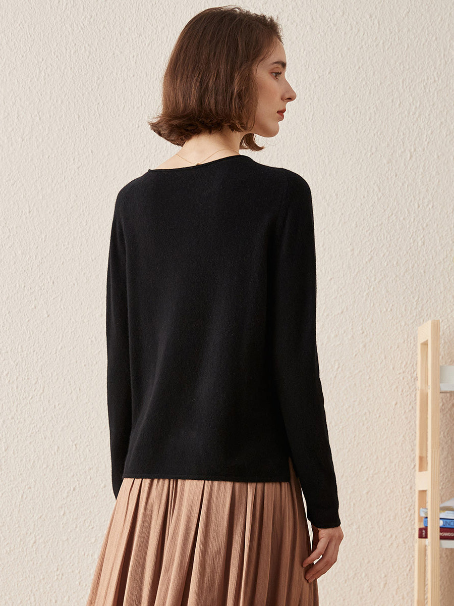 COMOBOCA 100% Cashmere Women's Loose Knit Sweater