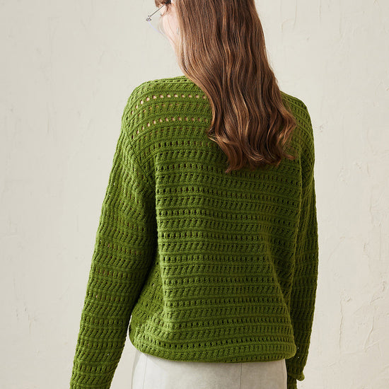 COMOBOCA 100% Wool Women's Soft Knit Lace Sweater