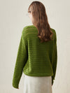 COMOBOCA 100% Wool Women's Soft Knit Lace Sweater
