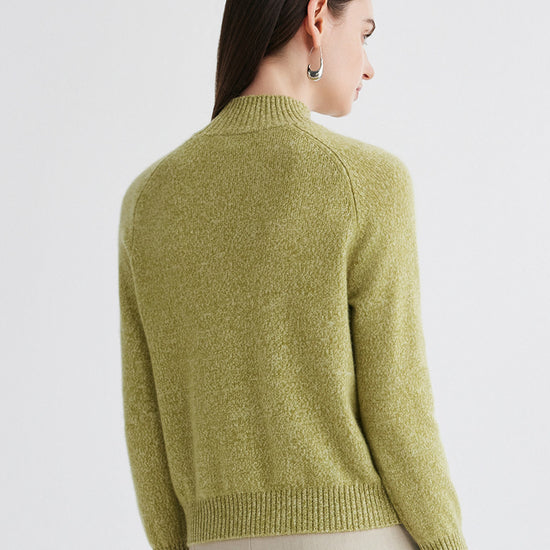 COMOBOCA 100% Cashmere Women's Cable Knit Mock Neck Sweater