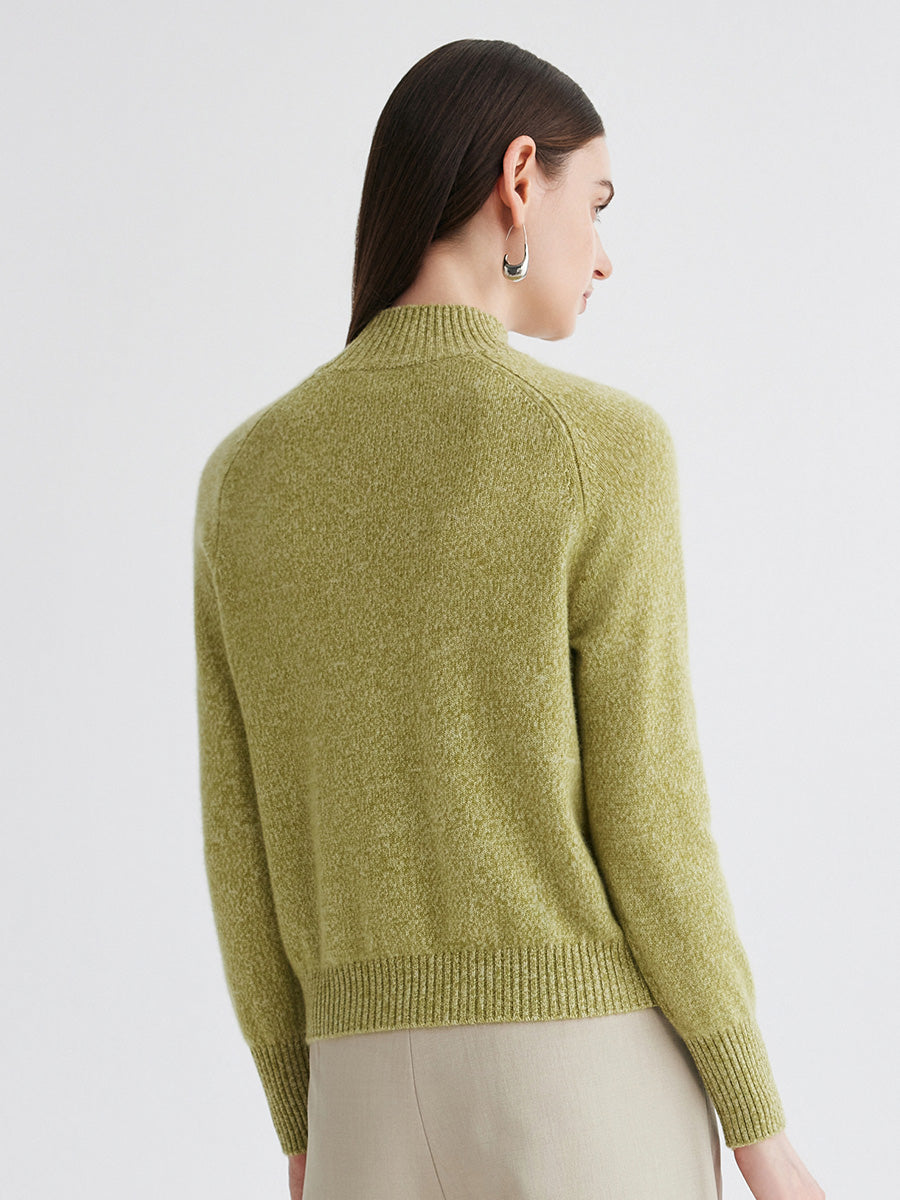 COMOBOCA 100% Cashmere Women's Cable Knit Mock Neck Sweater