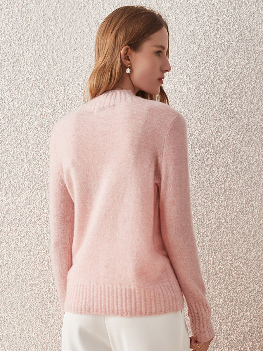 COMOBOCA 100% Cashmere Women's Mock Neck Knit Sweater