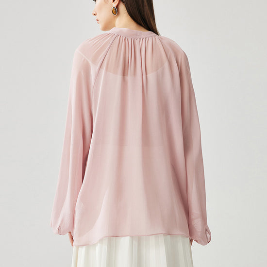 COMOBOCA 100% Mulberry Silk Women's Bow Tie Blouse