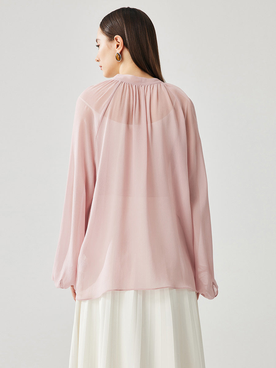 COMOBOCA 100% Mulberry Silk Women's Bow Tie Blouse