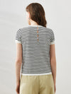 COMOBOCA Women's Striped Button Back T-Shirt