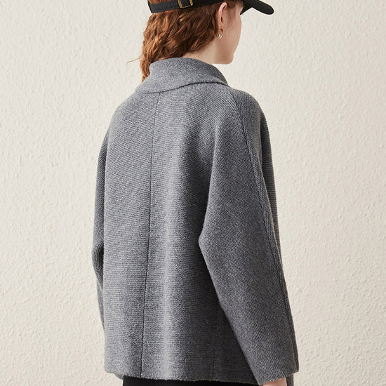 COMOBOCA 100% Wool Women's Loose Knit Blazer Coat