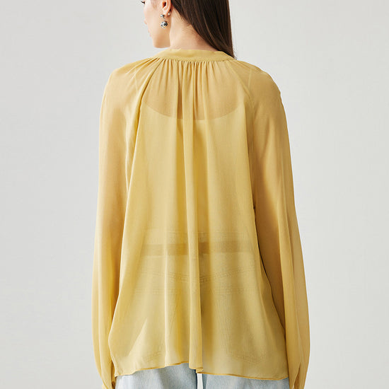 COMOBOCA 100% Mulberry Silk Women's Bow Tie Blouse