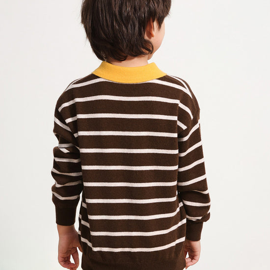 COMOBOCA 100% Wool Kids' Striped Collar Sweater