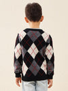 COMOBOCA 100% Wool Kids' Ribbed Argyle Knit Sweater