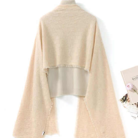 COMOBOCA 100% Cashmere Fringe Solid Color Shawl Scarf