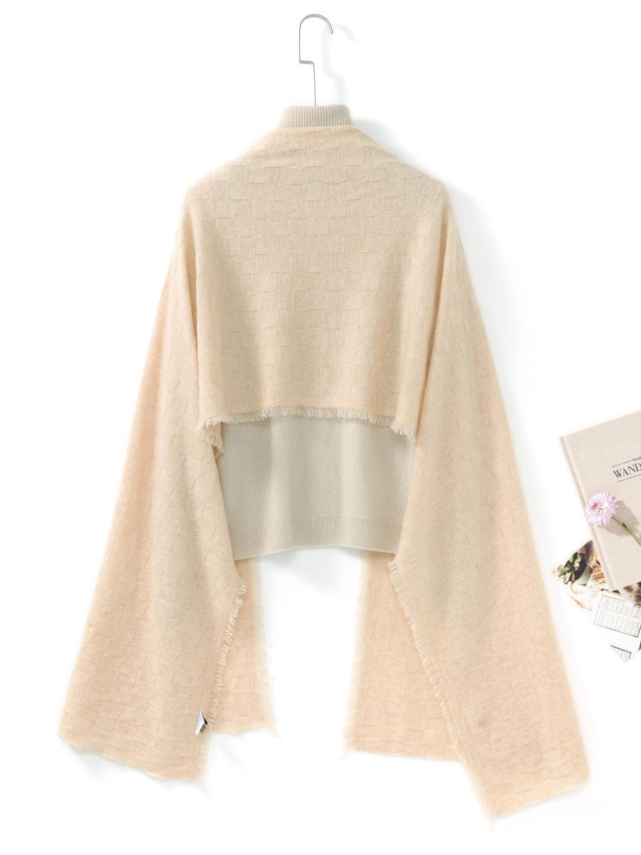 COMOBOCA 100% Cashmere Fringe Solid Color Shawl Scarf