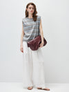 Women's Silk-Cotton Striped Crew Neck Sleeveless Knit Vest