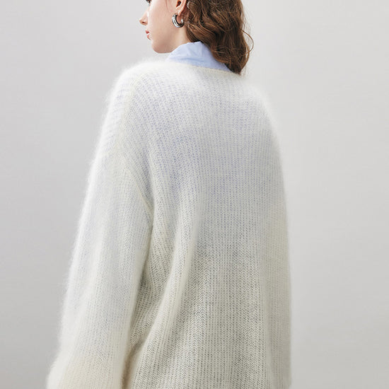 COMOBOCA Women's Mohair Fluffy Open Front Cardigan