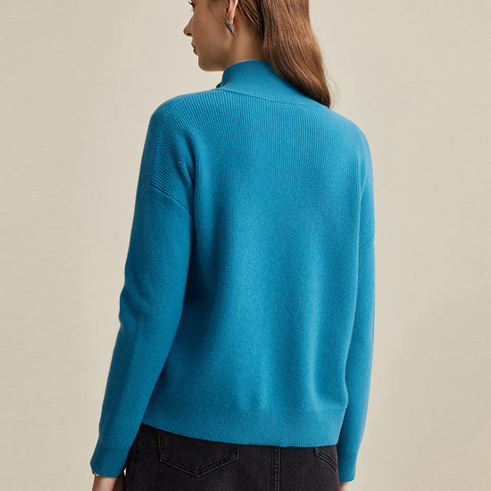 COMOBOCA 100% Wool Women's Dual Zip Cardigan with Pockets