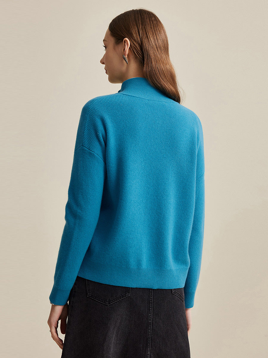 COMOBOCA 100% Wool Women's Dual Zip Cardigan with Pockets