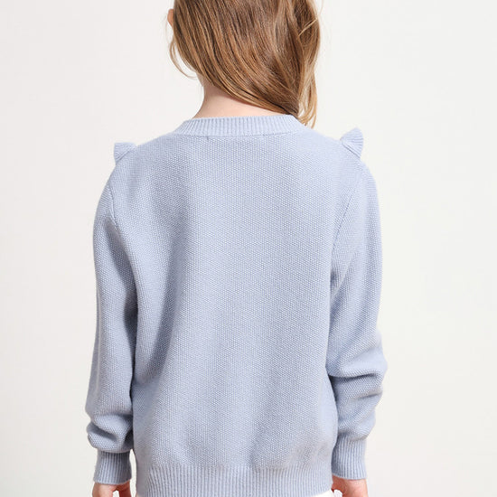 COMOBOCA 100% Wool Kids' Round Neck Heart Button Cardigan