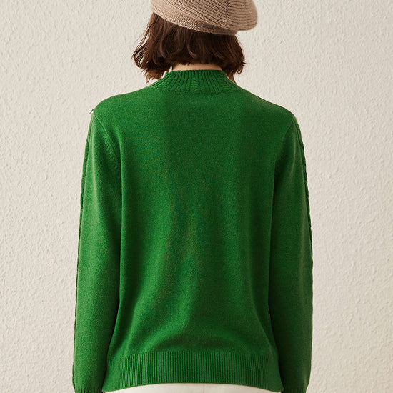 COMOBOCA 100% Cashmere Women's Ribbed Cable Knit Sweater