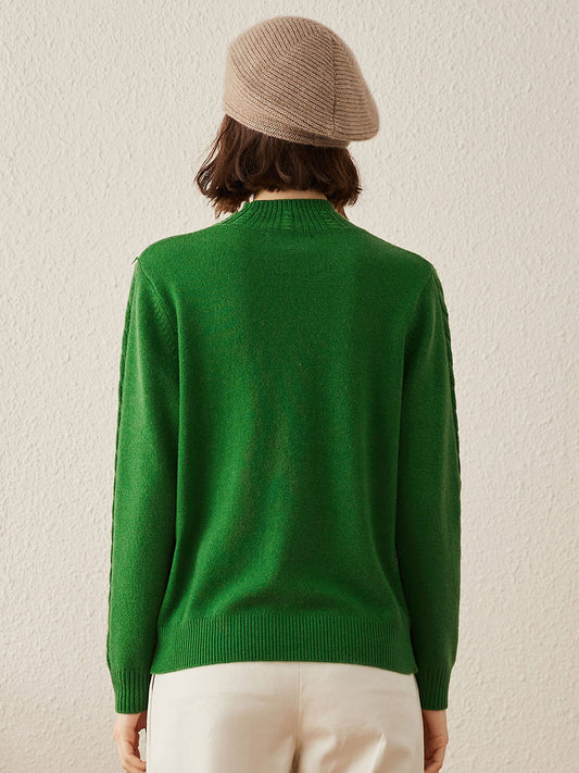 COMOBOCA 100% Cashmere Women's Ribbed Cable Knit Sweater