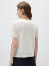 COMOBOCA Women's Lace Trim Knit T-Shirt
