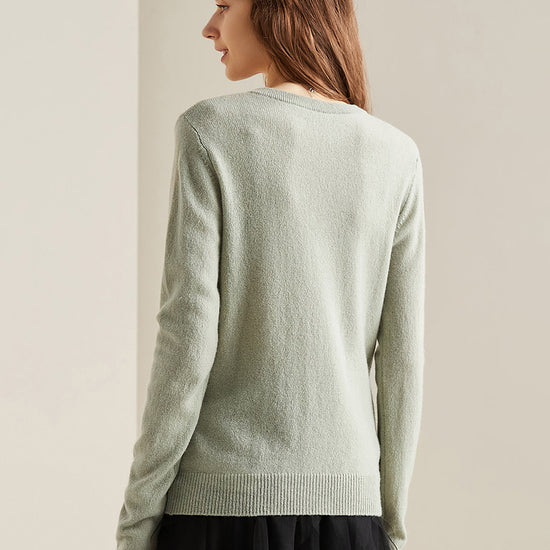 COMOBOCA 100% Cashmere Women's Round Neck Knit Sweater