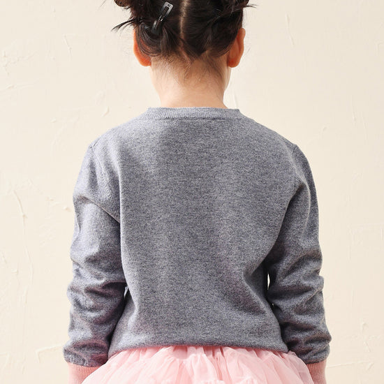 COMOBOCA 100% Wool Kids' Color Contrast Cuff Button Up Cardigan