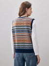 COMOBOCA 100% Wool Women's Fair Isle Knit Vest