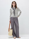 COMOBOCA Women's Striped Round Neck Knit Sweater