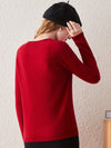 COMOBOCA 100% Cashmere Women's Round Neck Ribbed Knit Sweater