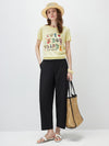 COMOBOCA Women's Ribbed Graphic Print Knit T-Shirt