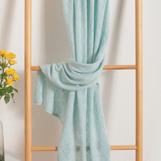 COMOBOCA LIGHT BLUE 100% Cashmere Solid Color Scarf