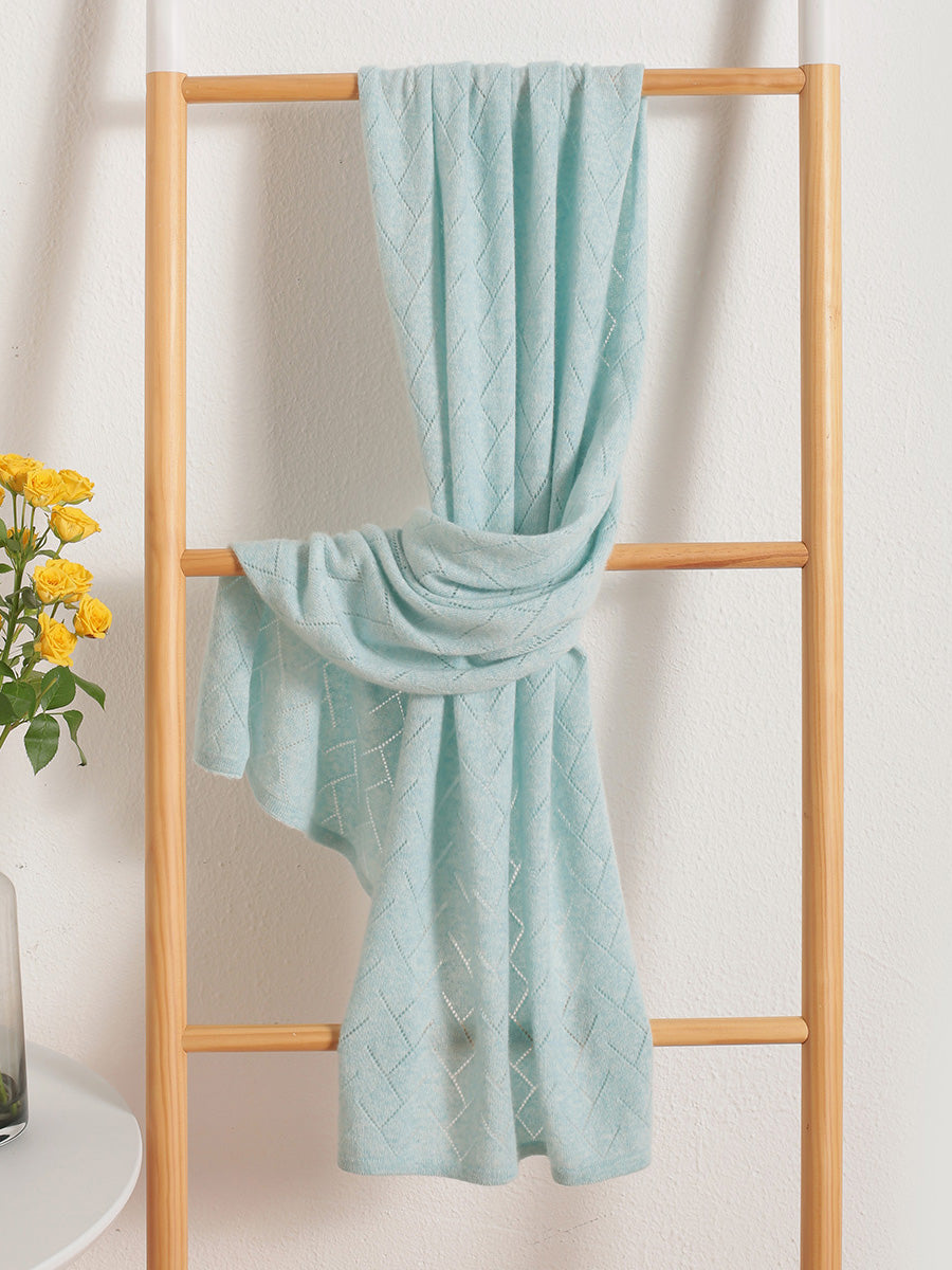 COMOBOCA LIGHT BLUE 100% Cashmere Solid Color Scarf