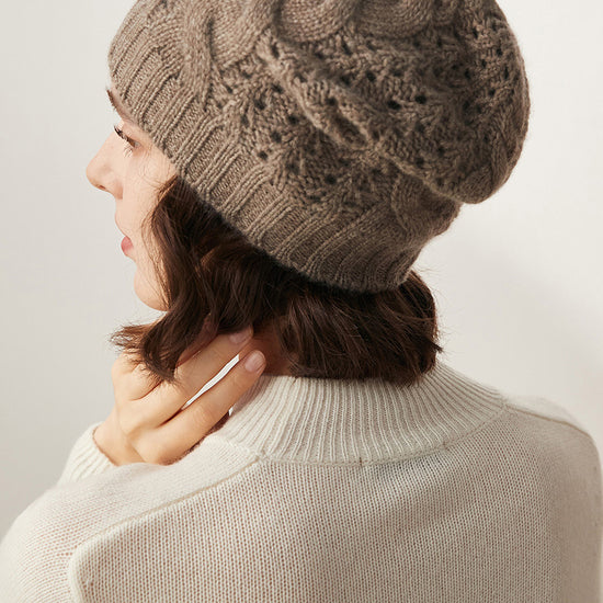 COMOBOCA 100% Cashmere Classic Cable Knit Beanie