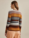 COMOBOCA 100% Wool Women's Multicolor Striped Knit Sweater