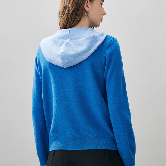 COMOBOCA 100% Wool Women's Contrast Button Down Hoodie