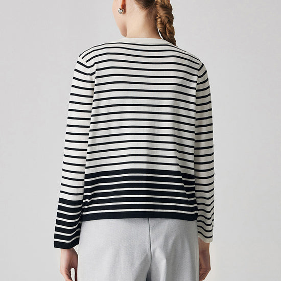 COMOBOCA Women's Striped Button-Up Cardigan